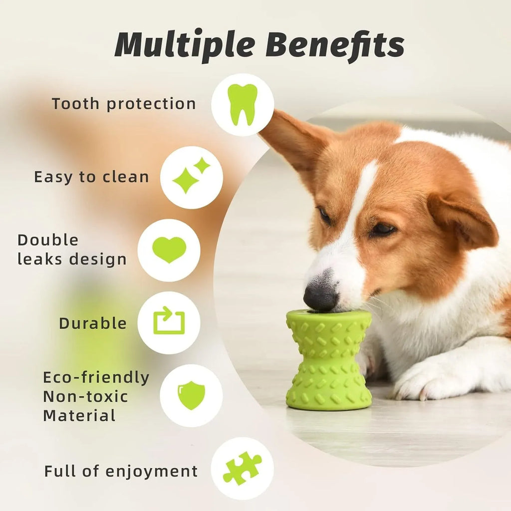 Blue natural rubber treat dispensing dog bone toy for aggressive chewers