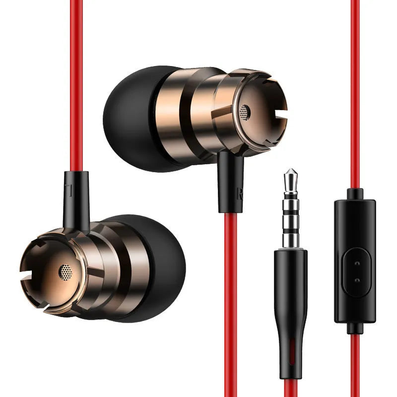 Metal turbo in-ear headphones with wired connection and built-in microphone in multiple colour options