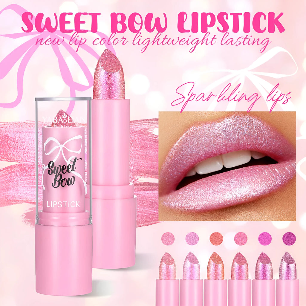 Diamond lipstick with sweetheart bow design in six colour shades