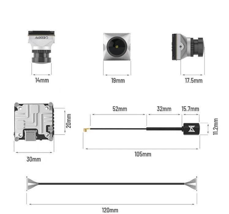 Silver Caddx ADAPTS DJI FPV digital image transmission machine with Polar Vista kit components