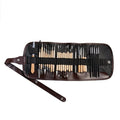 27-piece brown pottery clay tool set with stainless steel, wooden and plastic tools rolled in an OPP storage bag
