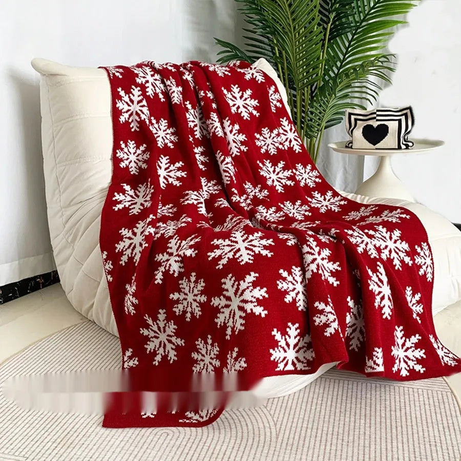 Personalised Christmas acrylic blanket with cartoon snowflake or reindeer design in soft fabric