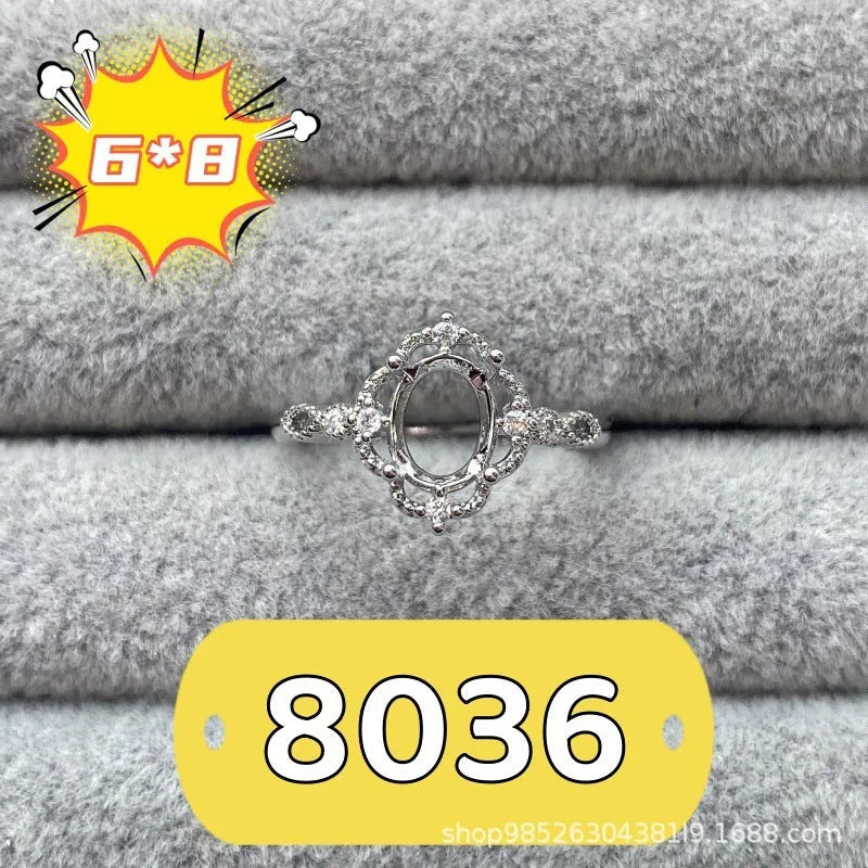 Oval denier ring with open mouth design, five-pointed star ornament, and 6*8mm stone