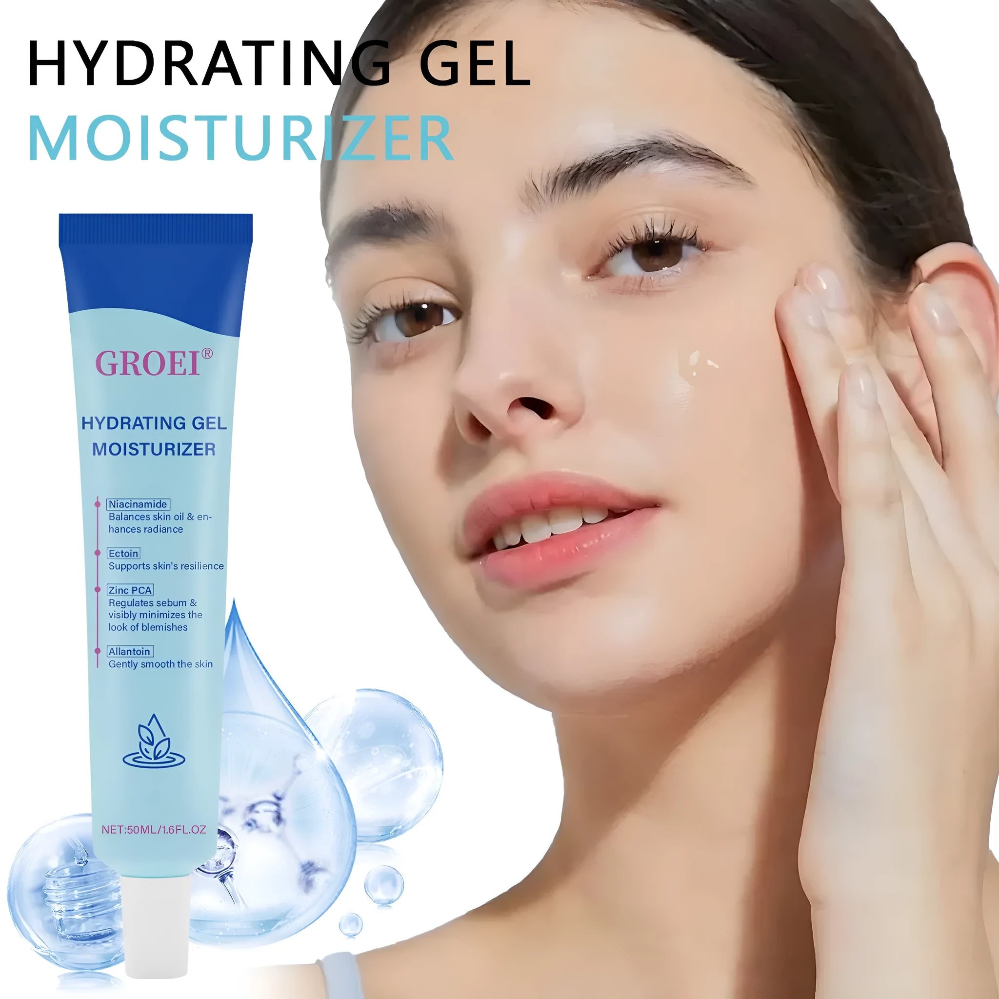 50ml jar of hyaluronic acid moisturising facial gel for skin hydration