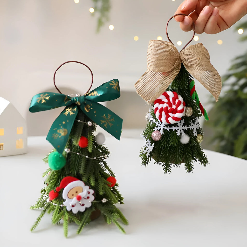 21cm mini Christmas tree ornament in PE foam, red and white snowflake or red and green elderly figure