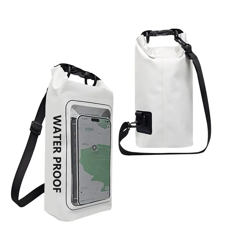 2L waterproof crossbody phone bag made of 500D PVC mesh in black for swimming and diving