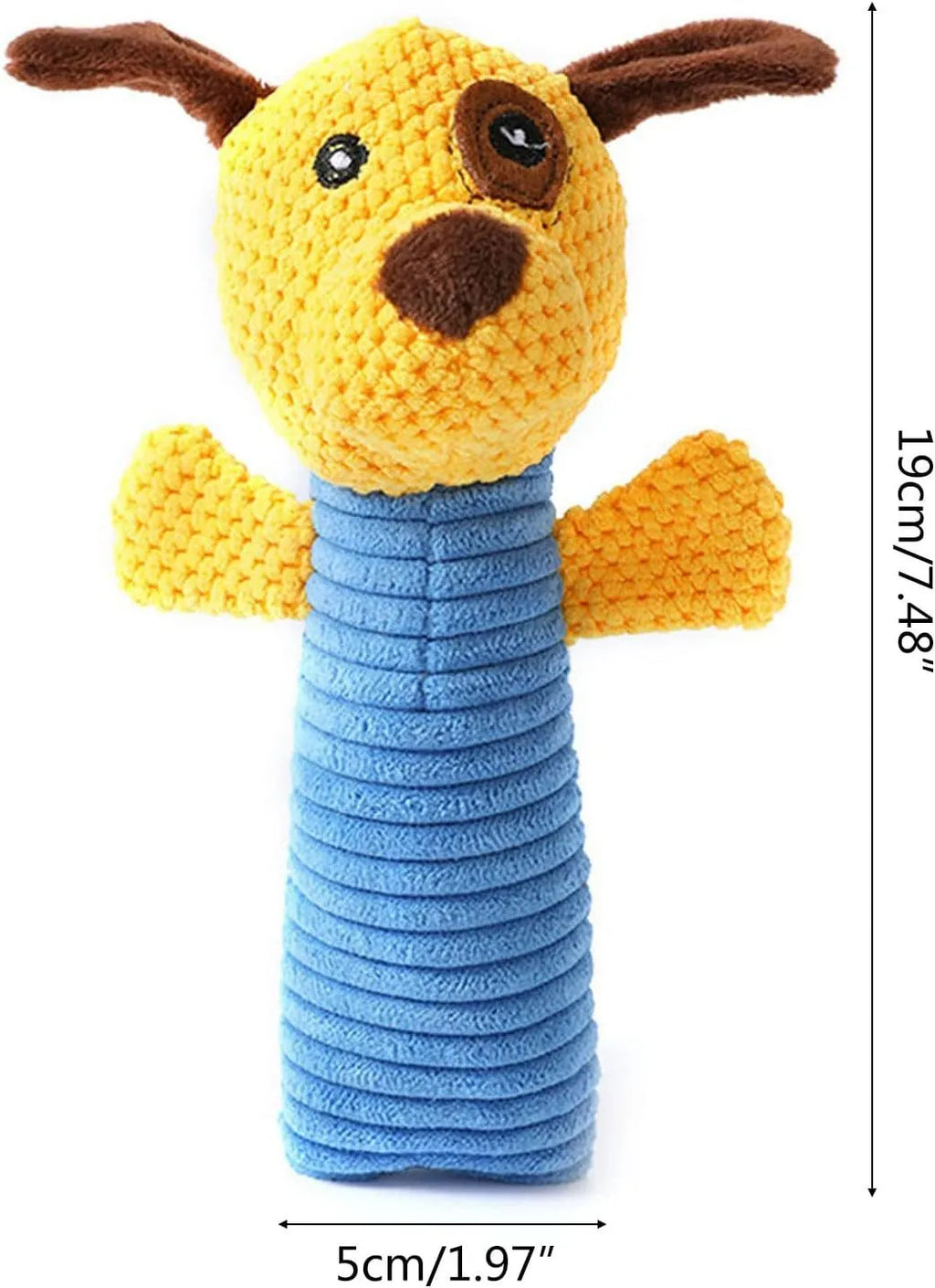 Soft stuffed dog squeaky chew toy in animal shape with teeth cleaning function