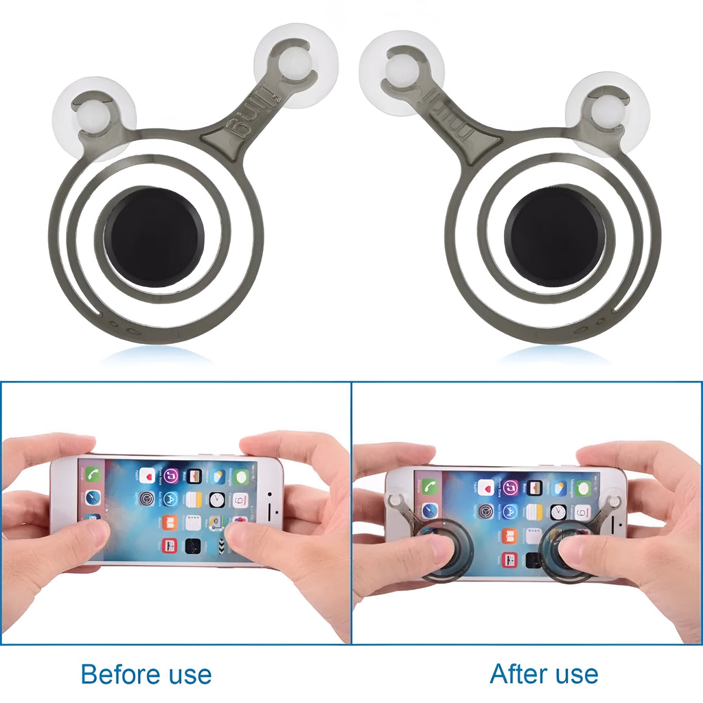 Clear universal mini joystick pair for mobile phone touch-screen gaming with black accents