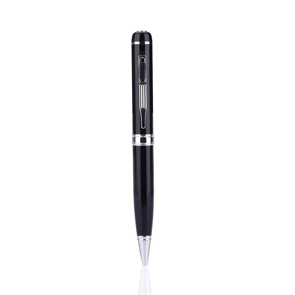 Black pen-style USB recorder MP3 player showing length and thickness.