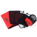 Red outdoor travel storage bag set with 5 pieces showing Oxford cloth and mesh construction