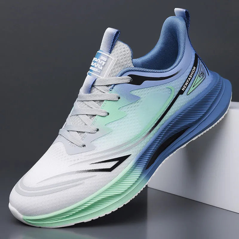 Men's black breathable mesh casual shoes with a rubber sole on a white background.