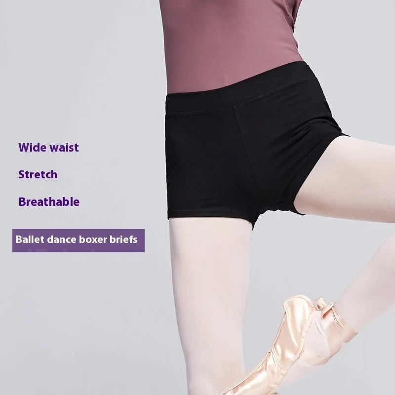Black women's cotton ballet practice pants for dance exercise, showing solid colour and soft fabric texture