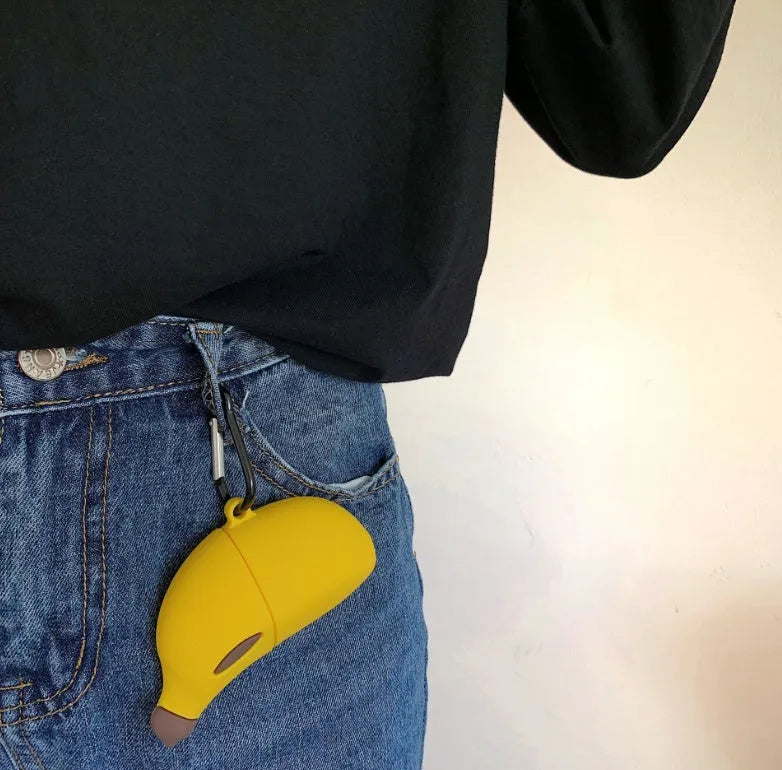 Yellow banana-themed silicone protective case for AirPods Pro wireless headphones