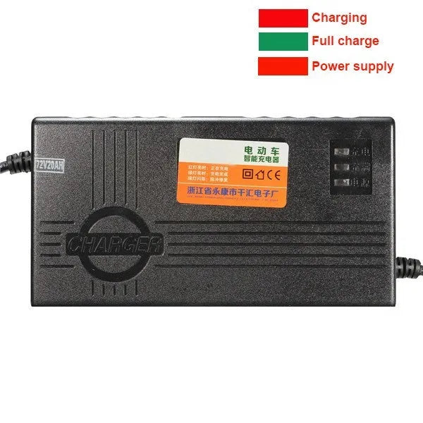 Black 72V20AH electric car charger for vehicles with aluminium case and regional plug options