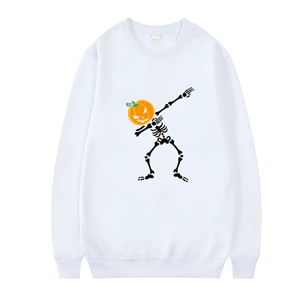 Women's printed long sleeve crew neck cotton blend top in multiple colours on a hanger.