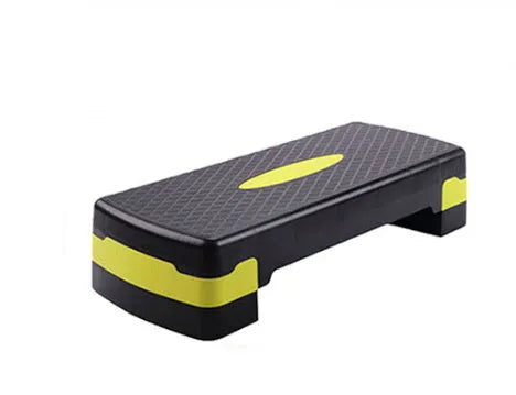 Fit aerobics step platform in orange colour showing 68cm length, 28cm width, and 15cm height.