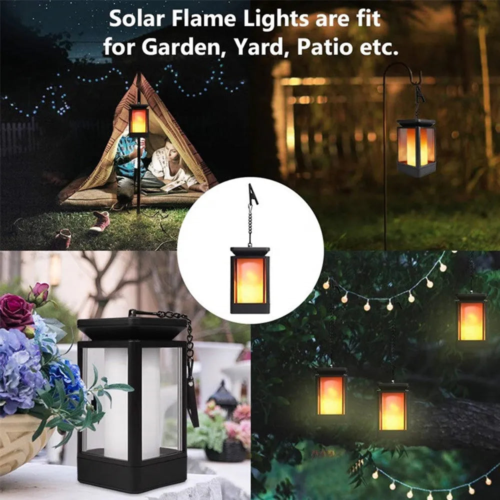 Black antique flame style solar LED street lamp with 99 beads for outdoor garden or district path lighting
