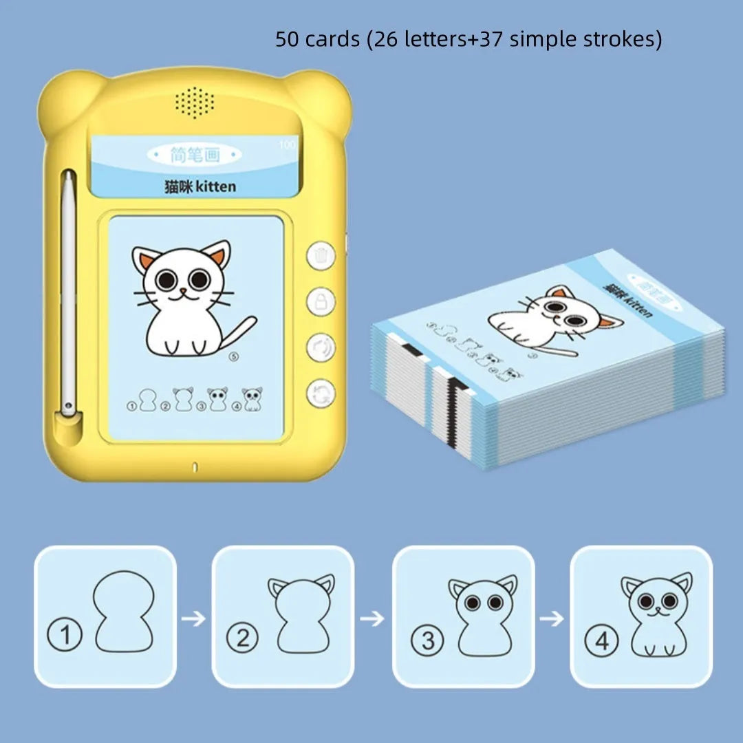 Yellow ABS plastic bilingual early education machine with learning cards for alphabet and Chinese characters