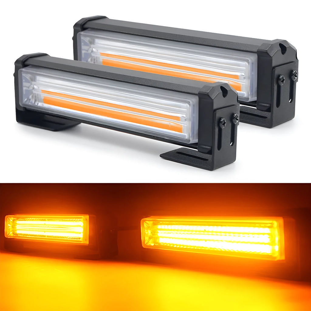 Yellow Drag Two Middle Net COB LED strobe light body, 160mm aluminum alloy housing for 12-24V vehicle warning systems
