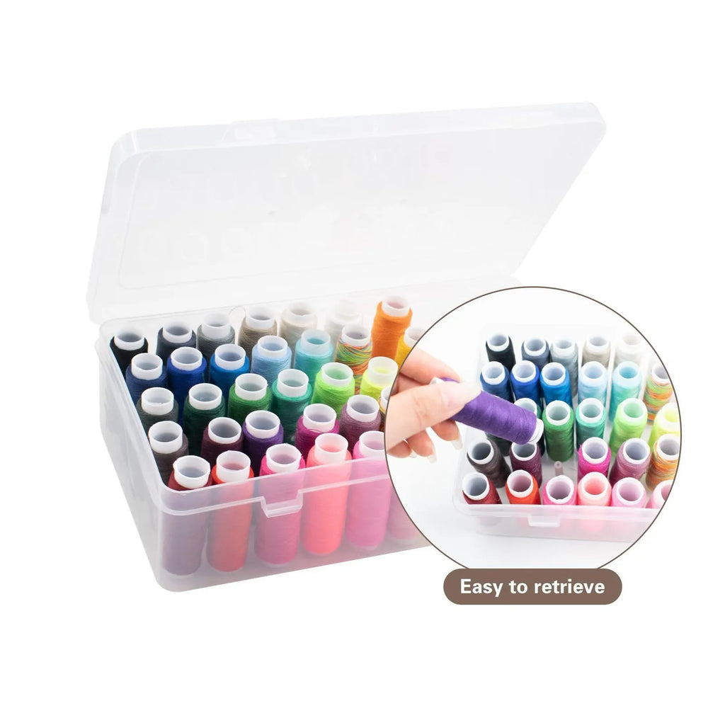 42 compartment plastic embroidery thread storage box organiser with dividers in transparent pink blue colours