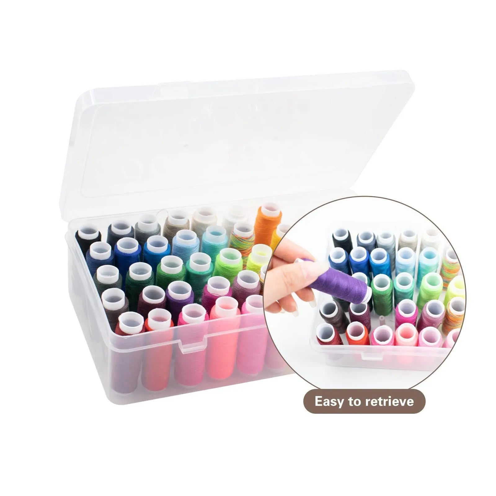 42 compartment plastic embroidery thread storage box organiser with dividers in transparent pink blue colours