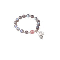 Women's 925 silver bracelet with 7.5mm grey moonlight crystal and honeysuckle charm