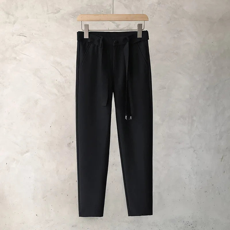 Boys slim straight wool trousers in tapered business casual street fashion style