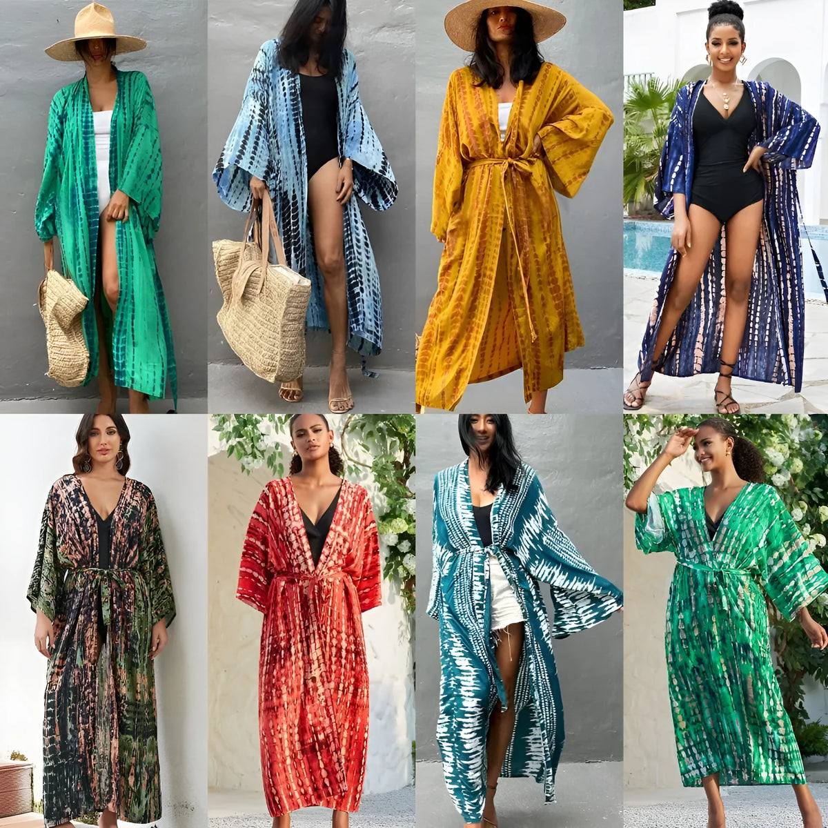 Loose printed cotton beach cover-up blouse in multiple colour options.