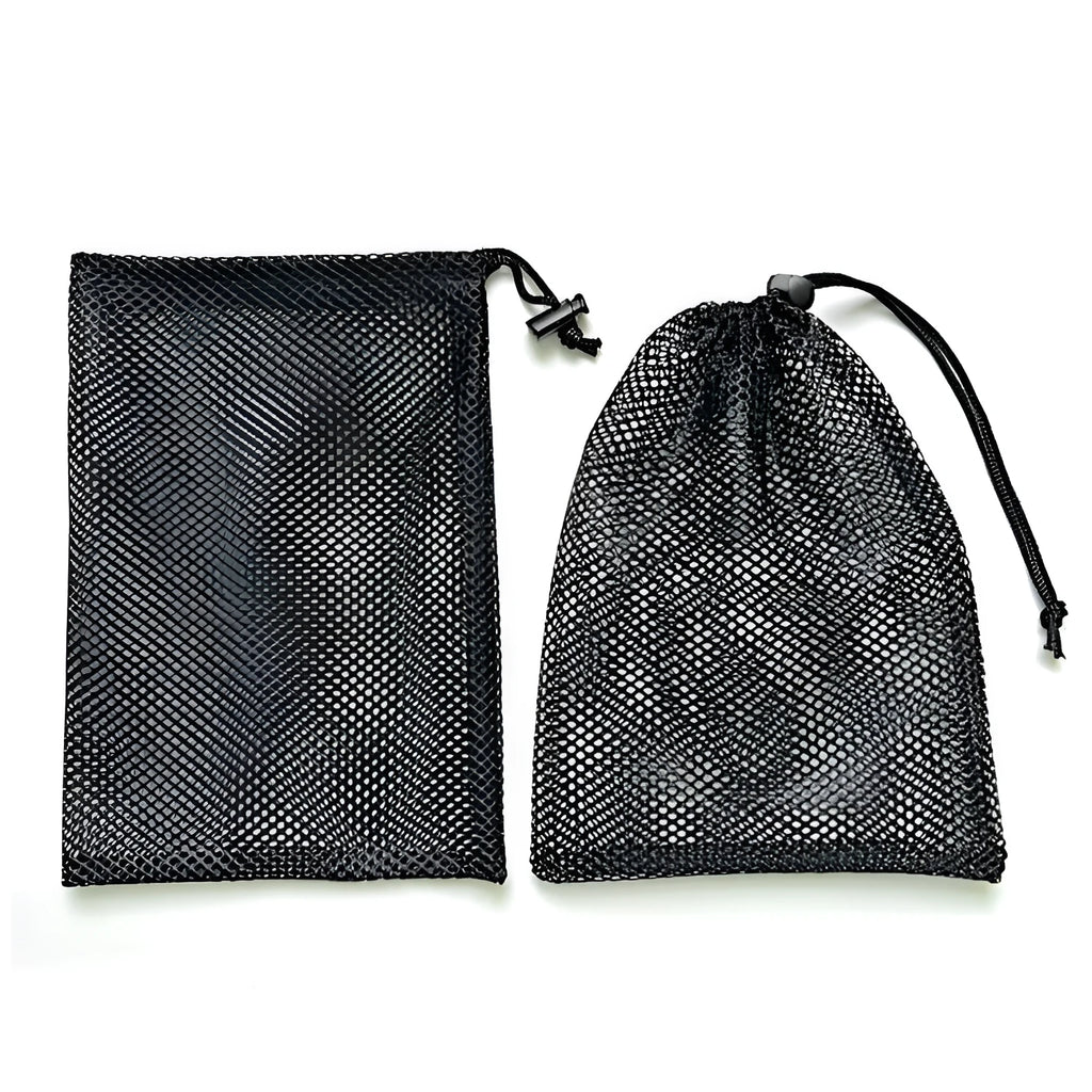 Black mesh drawstring storage bag for children's water ball toys in three available sizes