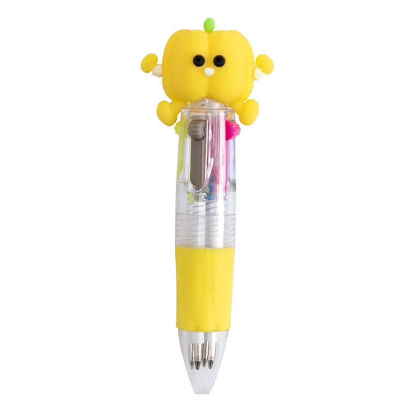 Cartoon themed 4-colour press ballpoint pen with 0.7mm bullet tip in cactus, fast food, or seahorse design
