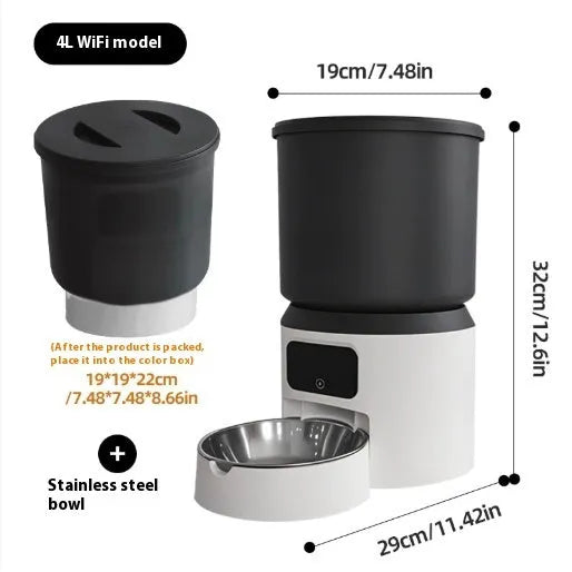 4 litre smart pet feeder with automatic timing and remote monitoring options for cats and dogs