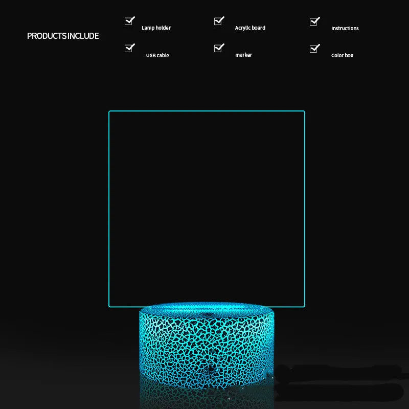 3D acrylic message board lamp with handwritten text illumination and remote control