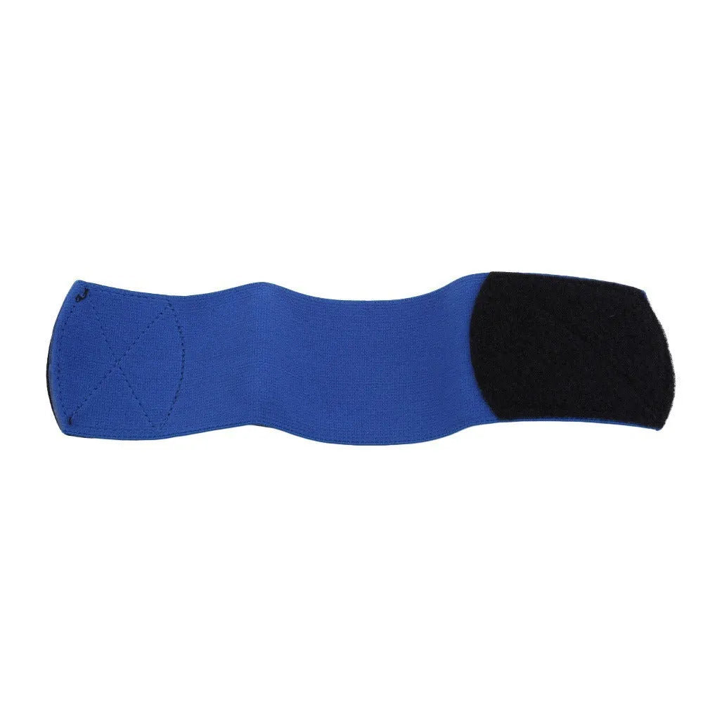 Rubber shin guard retention tape belt for football and cycling sports, shown in red.