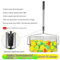 Stainless steel tennis ball picker roller with adjustable handle on tennis court
