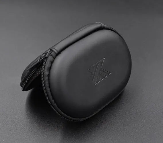 Black oval leather earphone storage case for EDX PRO and ZEX PRO models.
