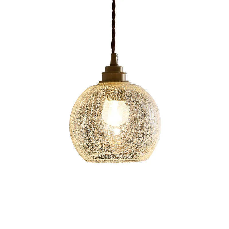 Copper and glass ball chandelier ceiling light with spherical shade