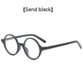 Artistic retro round glasses frame in bright black, sand black, tofu pudding, or transparent grey colours