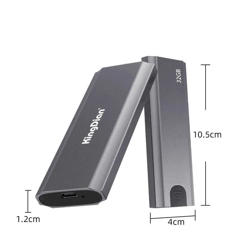 Grey portable SSD external hard drive with USB 3.0 interface for mobile phone and computer connection