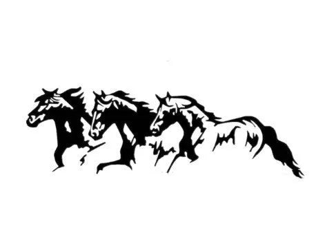 New Three Horses car decal sticker showing horse racing steed design in four colour options