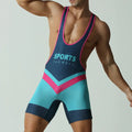 Men's solid colour quick-drying polyester sports vest jumpsuit on a hanger.