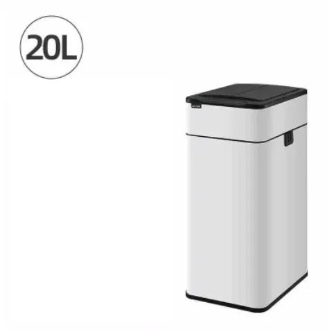 Square stainless steel inductive smart trash can with sensor lid.
