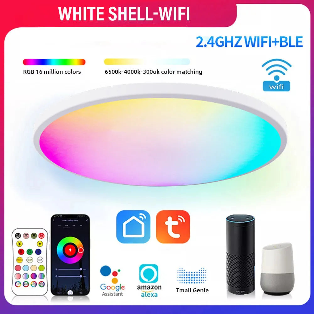 RGBCW intelligent Bluetooth ceiling lamp in black or white with remote control