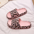 Women's leopard print EVA slippers with thick sole in black, pink, white zebra and khaki colours