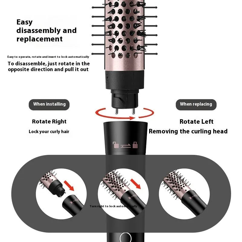 Rose gold automatic hair curler with large wave barrel and three headbands