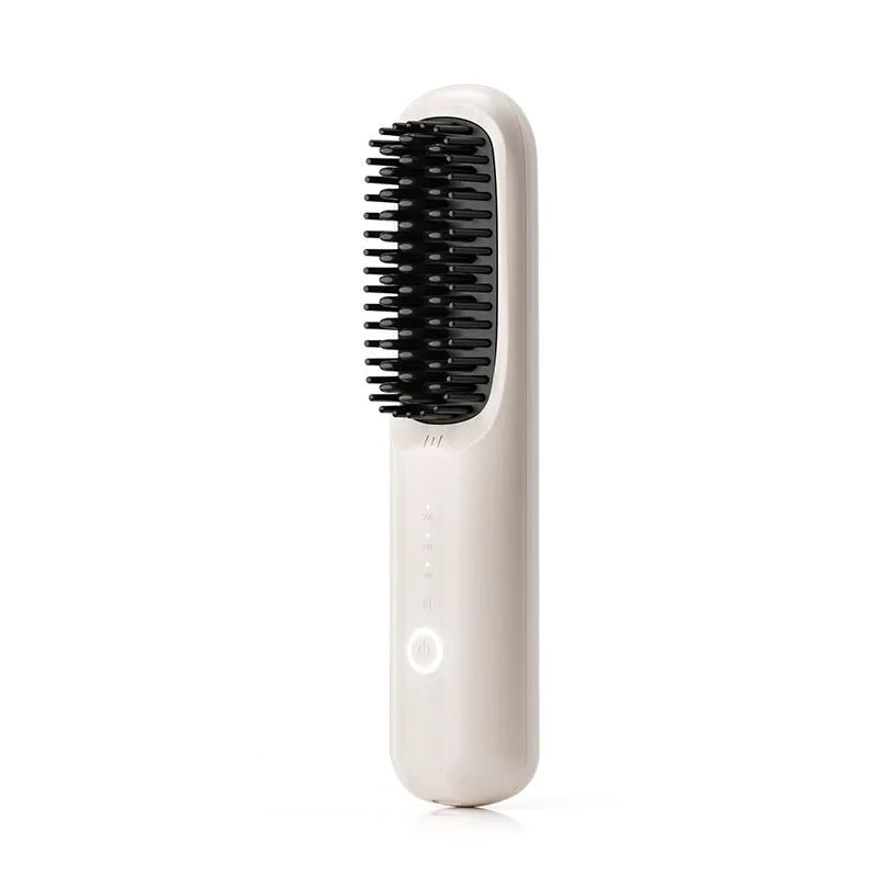 Wireless anion straightening comb in beige, pink, purple, or black colours with ceramic plates