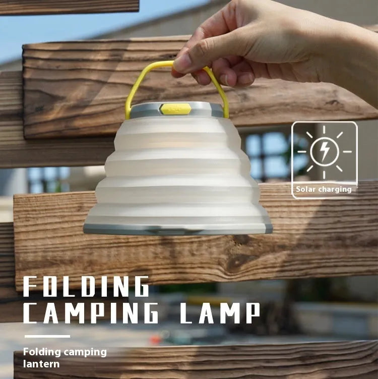 White rechargeable camping lamp with single-key switch for tent and outdoor lighting
