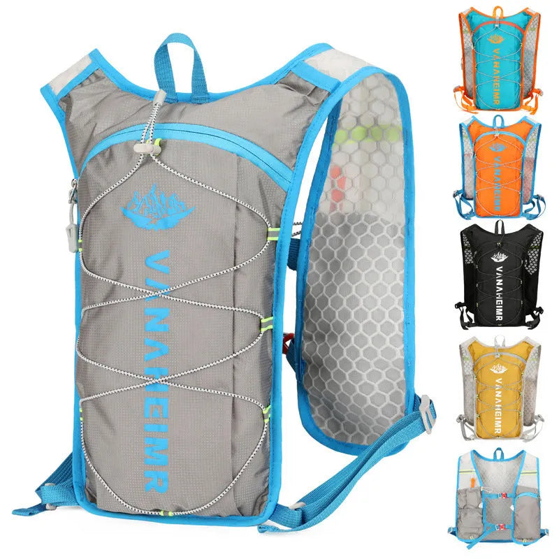 Ultra-light waterproof outdoor sports backpack in streamer orange colour with an air pillow belt.
