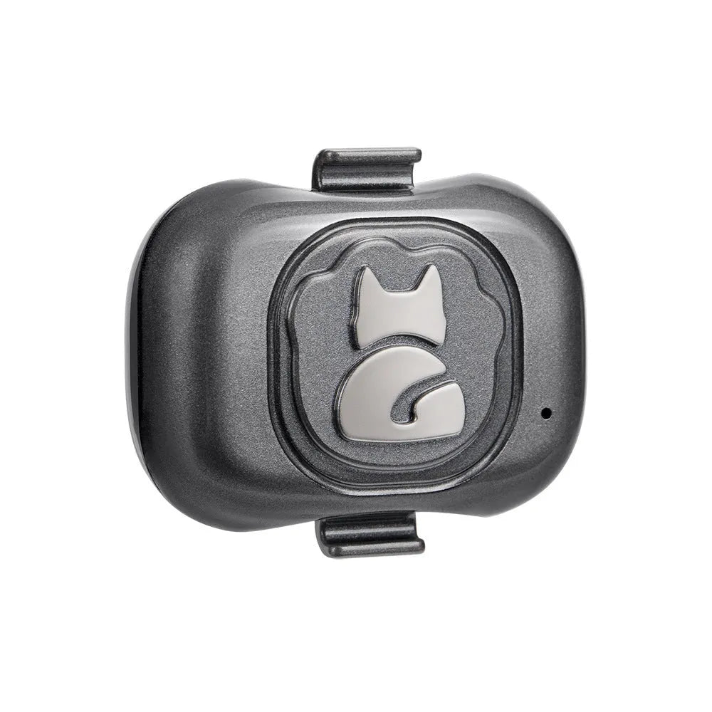 Black GPS pet locator with hanging rope attachment for dog or cat collar tracking