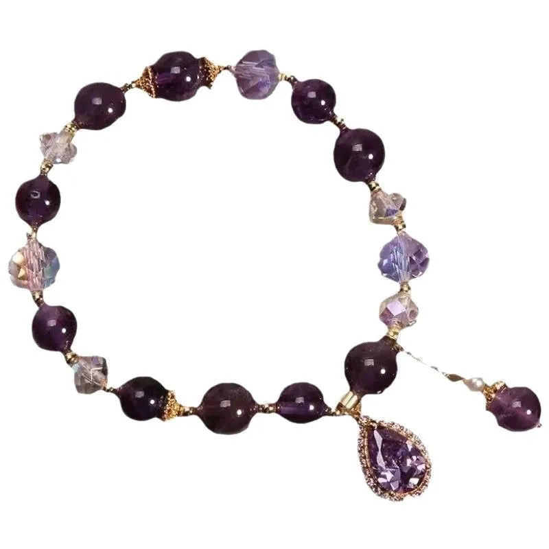 Purple amethyst crystal bracelet for women with micro inlay stone processing