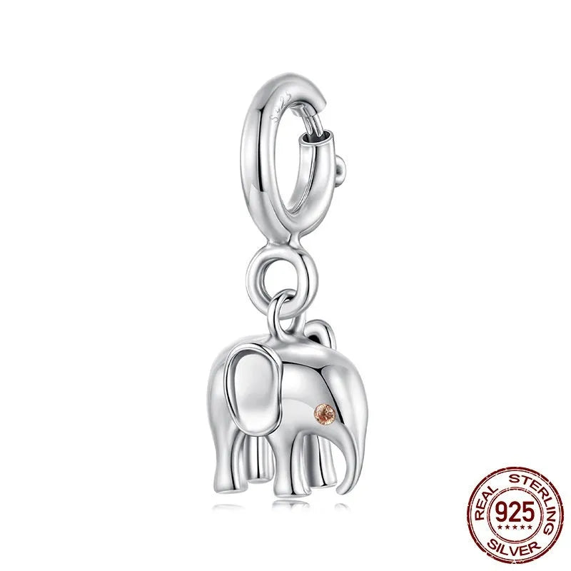 S925 sterling silver elephant pendant with opening and closing buckle, 2.1cm by 1.0cm, 0.45cm aperture